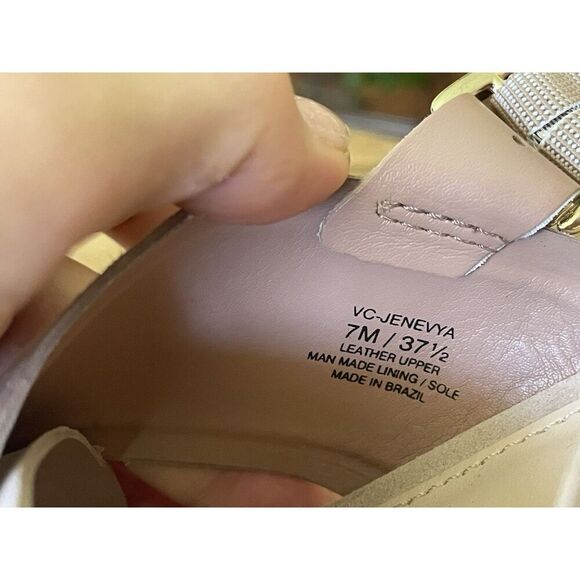 Vince Camuto Jenevya blush suede platform sandals studded block - Picture 8 of 9